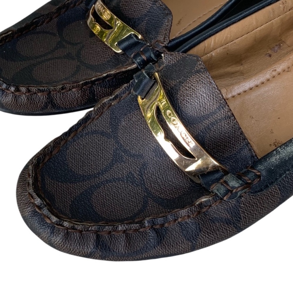 COACH Women's Olympia Pebble Grain Flat Slip On Loafers, Leather Brown 7.5 B - Picture 3 of 10